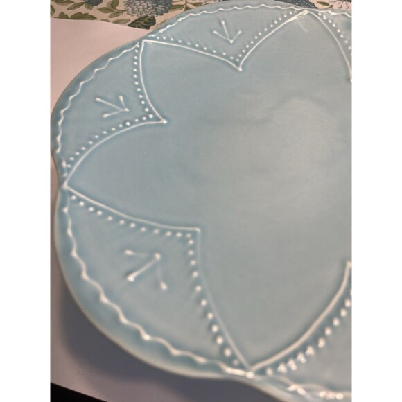 Maioliche Jessica Italy Ceramic Cake Stand Blue Scalloped Pedestal 10.75” - Picture 15 of 15